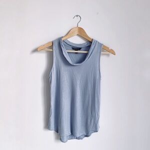 Sleeveless Flowy Cowl Drape Neck Top - Light Blue